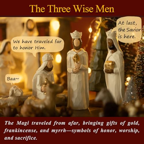 Indoor Nativity Scene Set with 15 Figures and Light-Up Christmas Decor