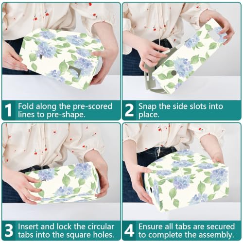 Pack of 3 Blue Hydrangea Floral Magazine File Holders for Office & Dorm