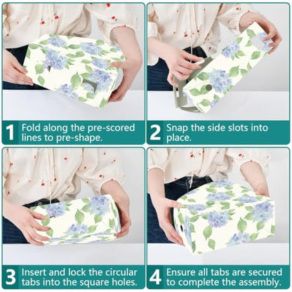 Pack of 3 Blue Hydrangea Floral Magazine File Holders for Office & Dorm