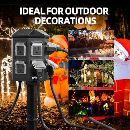 Tiffcofio Outdoor Power Stake Timer 6FT Extension Cord Waterproof Remote Control