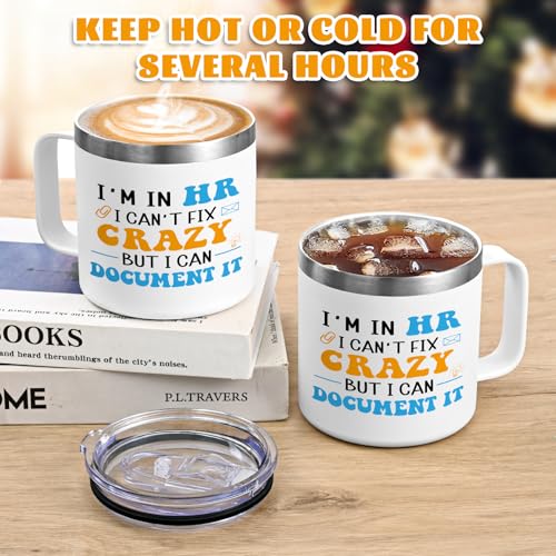 HR Gifts Insulated Mug - Human Resources Appreciation Gift, 14oz White HR Mug - Variation of HR