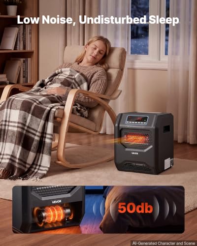 1500W Infrared Space Heater with Remote Control, Fast Heating & Adjustable Thermostat