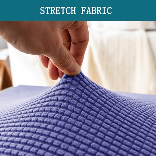 Stretch Ottoman Cover Square 33x33cm Light Blue Jacquard Slipcover for Foot Stool