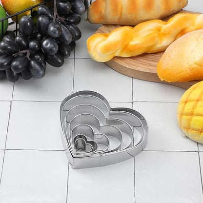 7 Pack Heart-Shaped Cookie Cutter Set Stainless Steel for Baking & Crafts