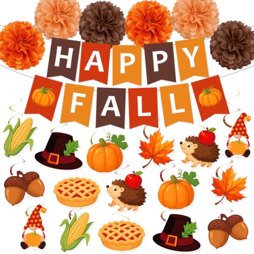Fall Party Decorations Set for Thanksgiving Harvest - Actilize, 23-Piece Fall Theme
