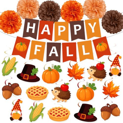Fall Party Decorations Set for Thanksgiving Harvest - Actilize, 23-Piece Fall Theme