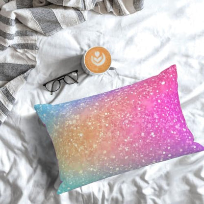 Fun Rainbow Pink Pillow Protectors 14x20inch - Decorative Soft Fleece Cover