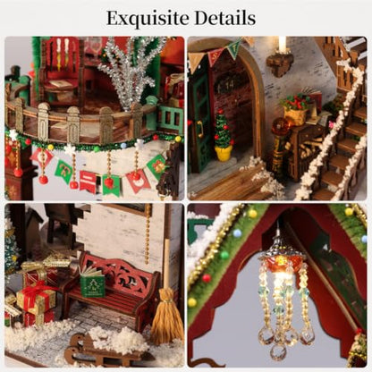 DIY Miniature Dollhouse Kit with Log Cabin Design, Christmas Ornament Craft