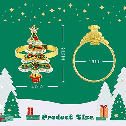 Christmas Tree Napkin Rings Set of 6 - Festive Gold Holiday Table Decor - Xmas Variation