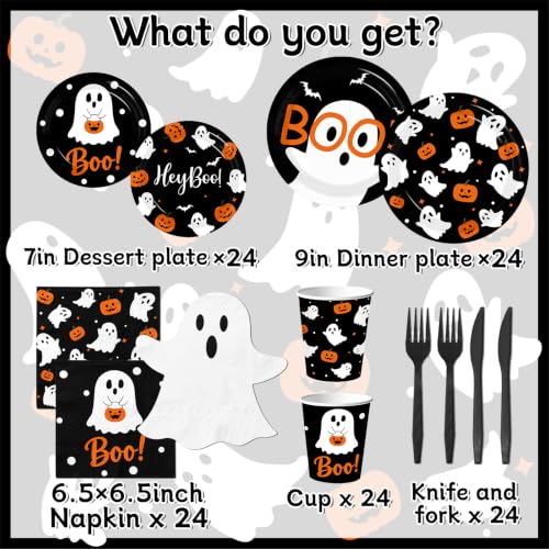 Halloween Party Supplies Kit for 24 Guests - Ghost & Pumpkin Theme