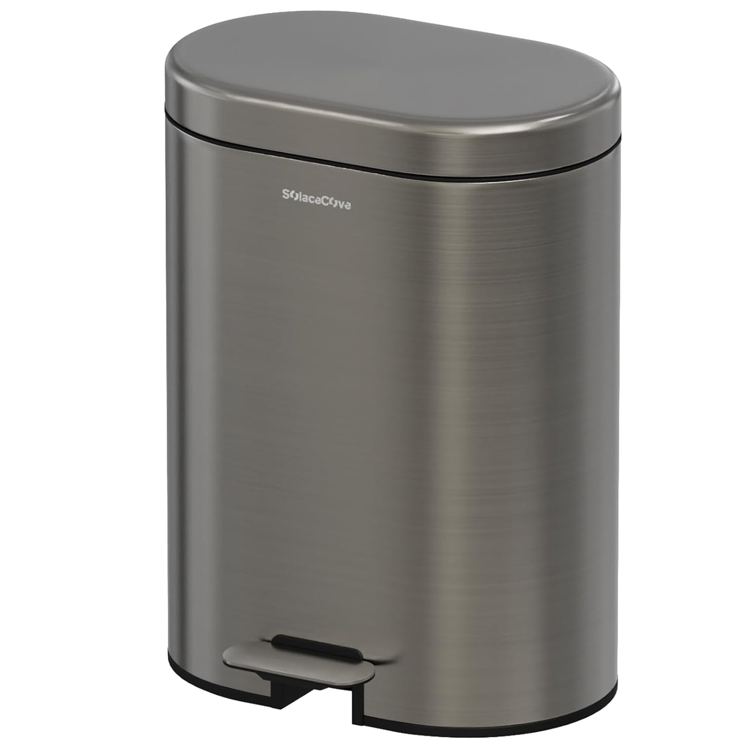Skiennix Small Bathroom Trash Can - 3.2 Gallon Stainless Steel Bin with Soft Close Lid | Volcanic Gray