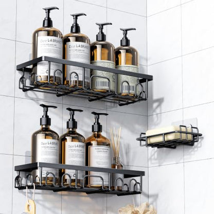 PKBD Shower Caddy Set 3 Pack Dark Black Stainless Steel Bathroom Shelves