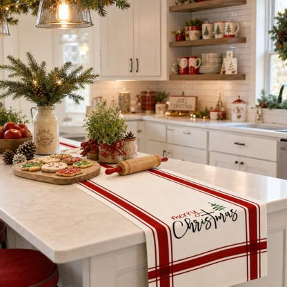 Christmas Table Runner Seasonal Party Decor Red 13x90 Inches - Potanhugie