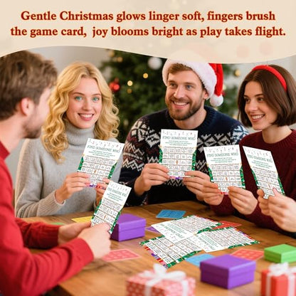 Christmas Find Someone Who Game Cards Set - Holiday Party Bingo for Adults & Families