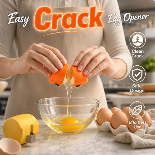 Egg Shell Opener Red - Upgraded Egg Cracking Tool for Kitchen, No Mess, Easy to Use