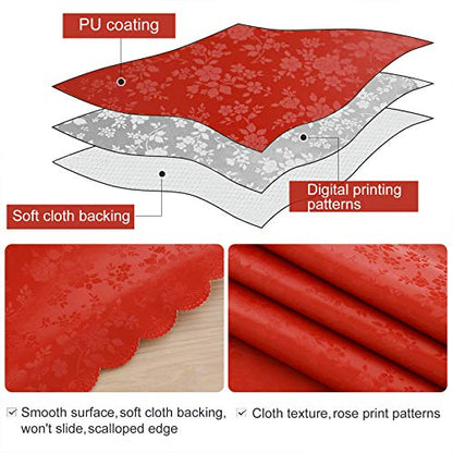 Red Waterproof Heavy Duty Vinyl Rectangular Tablecloth 70 x 120 Inches