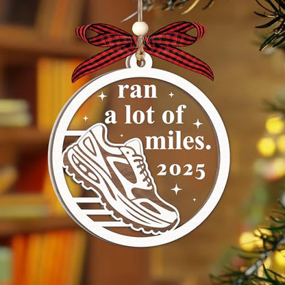 Cross Country Running Ornament - 2-Layer Wooden Gift for Runners - Purple