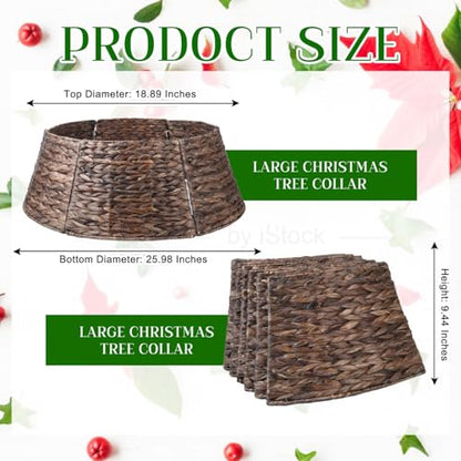 Brown 26-Inch Wicker Christmas Tree Collar Basket Cover Rustic Decor