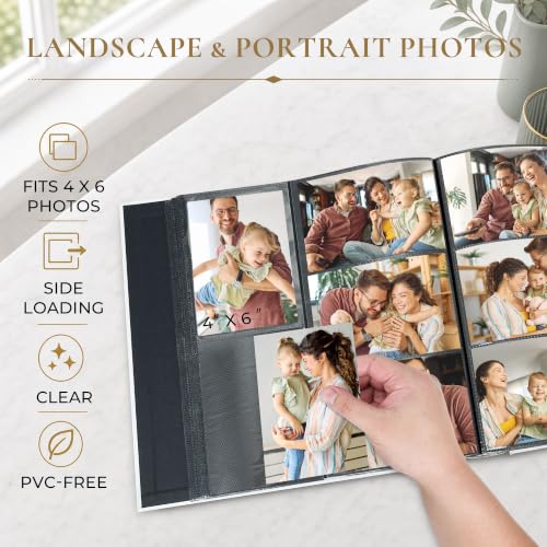 Vienrose Photo Album 4x6 600 Photos Cover Window Beige - Personalized with 600 Pockets