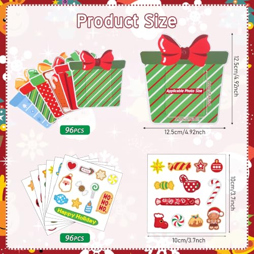 Funrous 96 Pack Christmas Picture Frame Ornaments with Stickers & Ropes - Holiday DIY Decorations