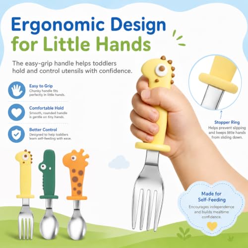 Mixed Color Kids Silverware Set for Lunch Box - 6 Piece Stainless Steel Toddler Flatware - BPA-Free, Dishwasher Safe, Gift Ready