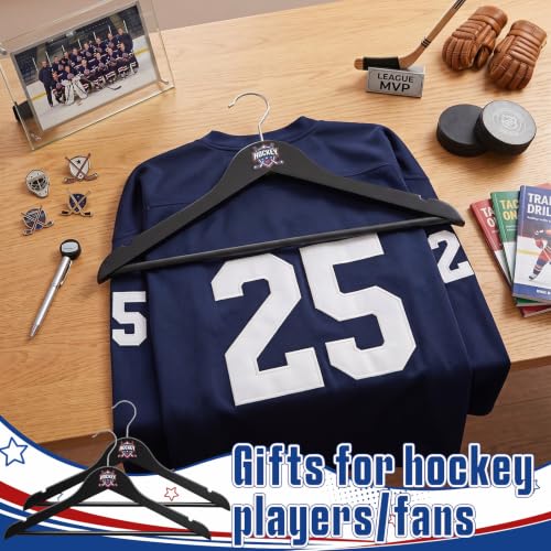 Black Hockey Jersey Hangers - 2 Pack Wall Mount Display Racks for Youth Sports Jerseys