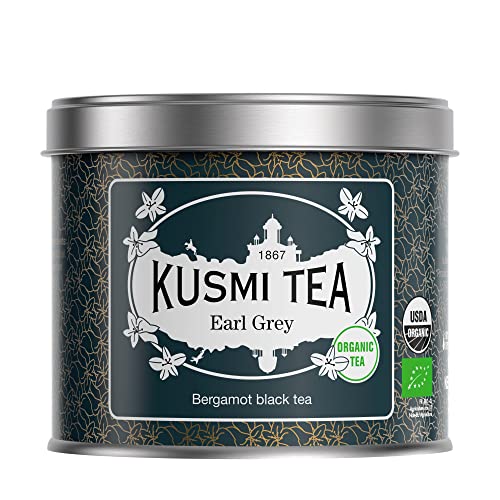 Kusmi Tea - Earl Grey - Organic Earl Grey Black Tea - Flavored with Italian Bergamot Essential Oil - Strong, Robust, Caffeinated Tea - Loose Leaf Tea - Tin Box of 3.5 oz