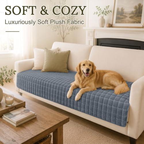 Velvet Couch Cover for Dogs - Non-Slip Sofa Protector 36x71 Grey