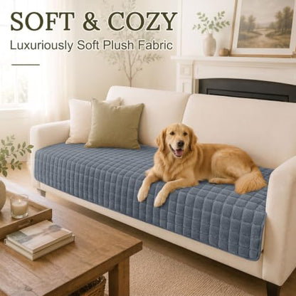 Velvet Couch Cover for Dogs - Non-Slip Sofa Protector 36x71 Grey