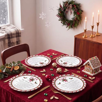Candy Cane Christmas Giving Plates 4 Pack - 10x10 Inch Holiday Dinnerware
