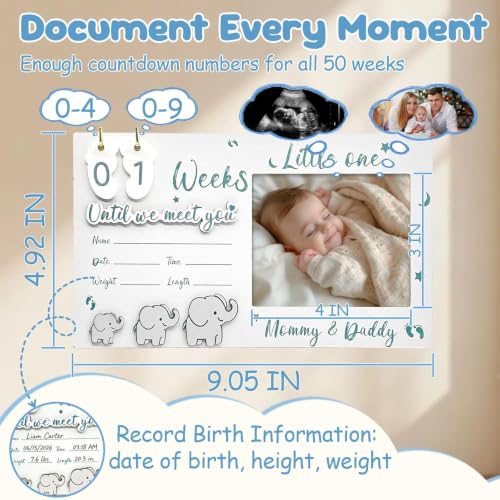 Baby Ultrasound Sonogram Picture Frame with Countdown Weeks Keepsake