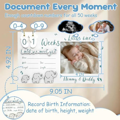 Baby Ultrasound Sonogram Picture Frame with Countdown Weeks Keepsake