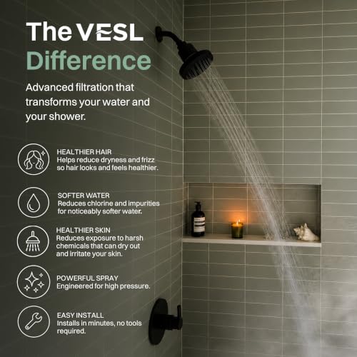 VESL Filtered Shower Head for Hard Water High Pressure Chrome
