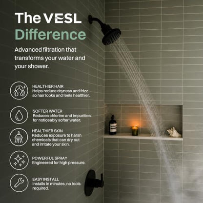 VESL Filtered Shower Head for Hard Water High Pressure Chrome