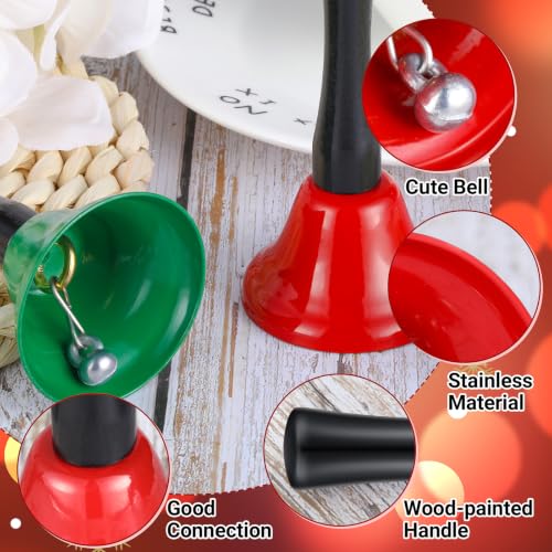 48 Pack Christmas Hand Bells Loud with Wooden Handles - Red & Green
