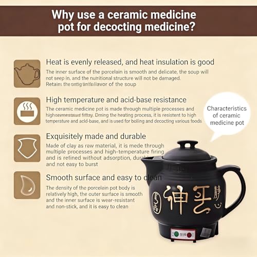 110V Fully Automatic Ceramic Decoction Pot with 1.06 Gallon Capacity - Black