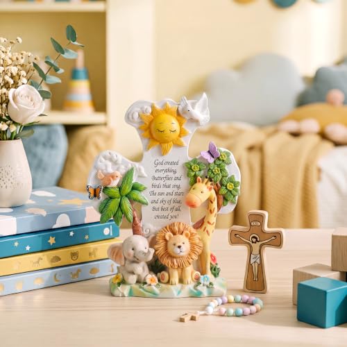 God Created Everything Wall Cross - 7 Inch Resin Religious Decor