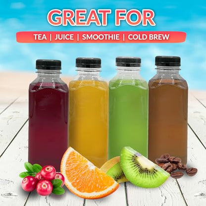 Reli 16oz Plastic Juice Bottles with Caps & Labels - Pack of 24
