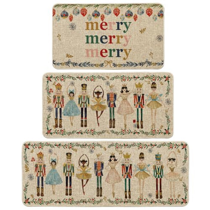 Christmas Decorative Kitchen Mats Set of 3 Non-Slip Rugs 17x29/36/47 Inches