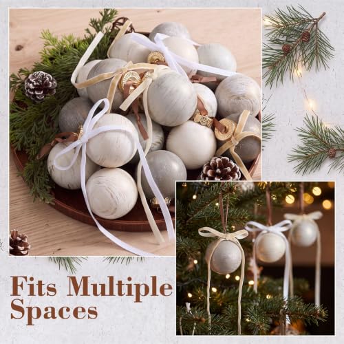 Hungdao 48 Pcs Neutral Christmas Ornaments & Bows Set - Taupe Beige