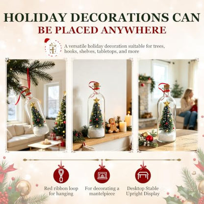 Blue Recordable Christmas Tree Ornament with Message Bottle - Voice Greeting Decor