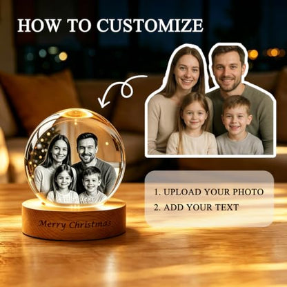 VYP Personalized Snow Globe with Photo & Christmas Base - Custom Gift