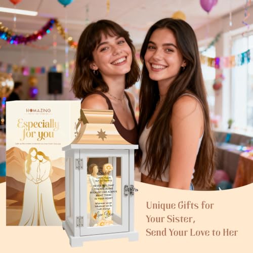 Homazing Sister Lantern Gift - Rose Gold, White & Brown Sister Gift Ideas for Mother's Day Christmas Thanksgiving