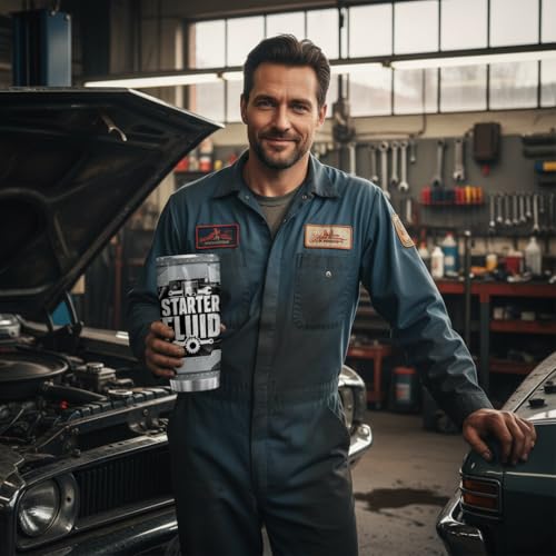 4LIEUBASMI Starter Fluid Coffee Mug - 20 Oz Tumbler for Men, Car Guy Gift, Automotive Travel Drinkware