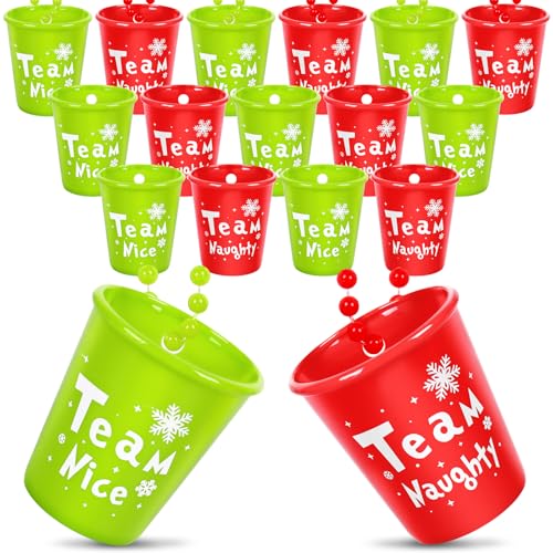 Christmas Shot Glass Necklaces Set - 16 Pcs Festive Party Accessories