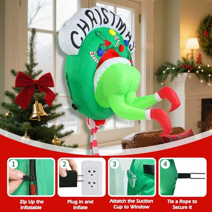 LETIME 3.5FT Green Ugly Monster Christmas Inflatable Outdoor Decoration