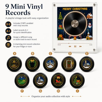 White Magnetic Vinyl Fridge Music Box - Personalized Retro Record Player