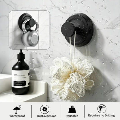 Removable Black Suction Cup Hooks for Shower 4-Pack - Faucet Shower Wall Hanger