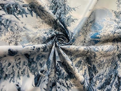 Winter Snow Forest Tapestry - 236 x 118 inches Snowy Mountain Landscape Wall Hanging for Home Decor