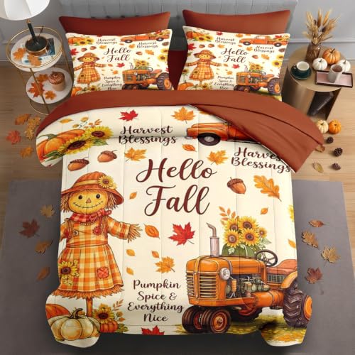 King Size Fall Comforter Set with Pillowcases and Sheets - Soft Cozy Bedding